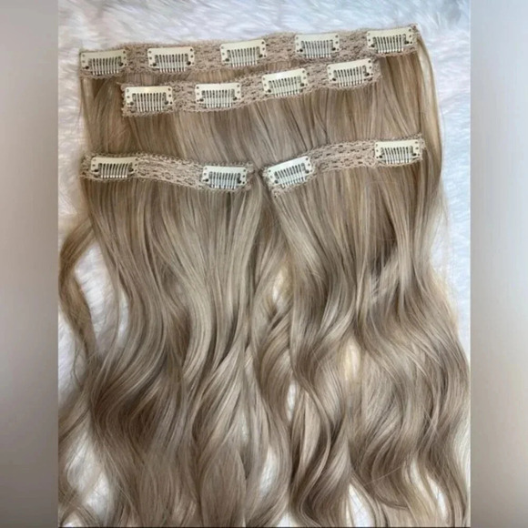 20 Inch Clip In Medium Blonde Curly Long Hair Extensions For women - Picture 5 of 9